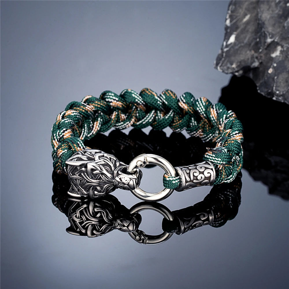 PENDRA Wolf Rune Steel Bracelet