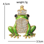 PENDRA Crowned Frog Rhinestone Brooch