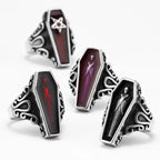 Gothic Mummy Vampire Coffin Men Rings Stainless Steel Retro Punk Rock New In Women Jewelry Fashion Accessories Gift Wholesale