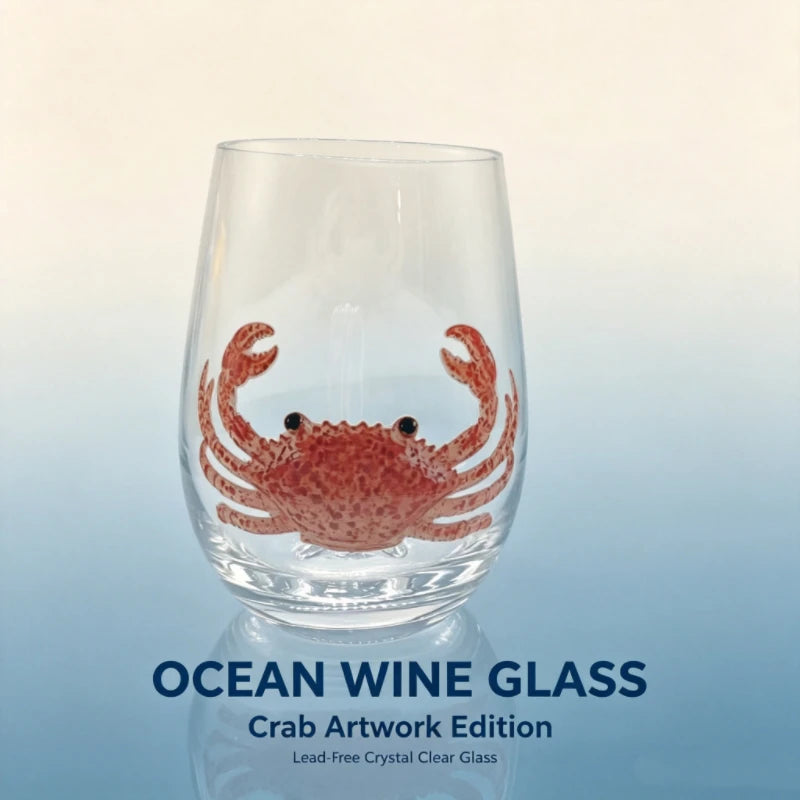 High definition sticker marine life red wine glass, lead-free transparent glass, beer cocktail home decoration water cup