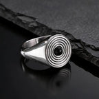 Men's Stainless Steel Signet Ring,Vintage Natural Stone Black Onyx Round Ring,Daily Wear Jewelry Gift