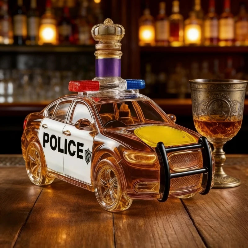 Novelty Police Car Liquor Decanter Crown Stopper Whiskey Dispenser for Bar Collectors