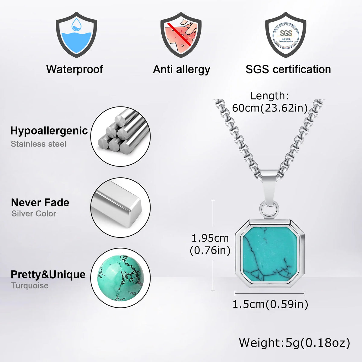 PENDRA Turquoise Square Pendant Necklace