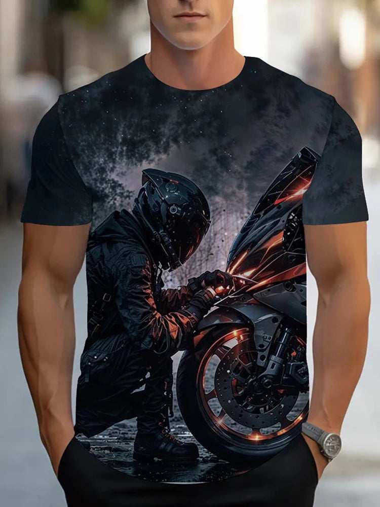 PENDRA Printed Sports Motorcycle T-Shirt
