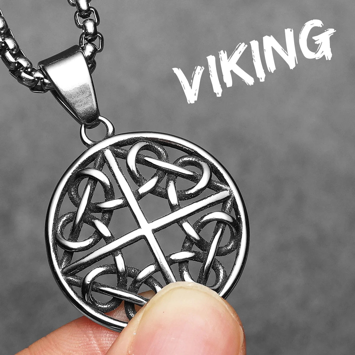 Viking Hollow Celtic Knot Men Necklaces Stainless Steel Pendant Chain Women Punk Fashion Jewelry Accessories Gifts Wholesale
