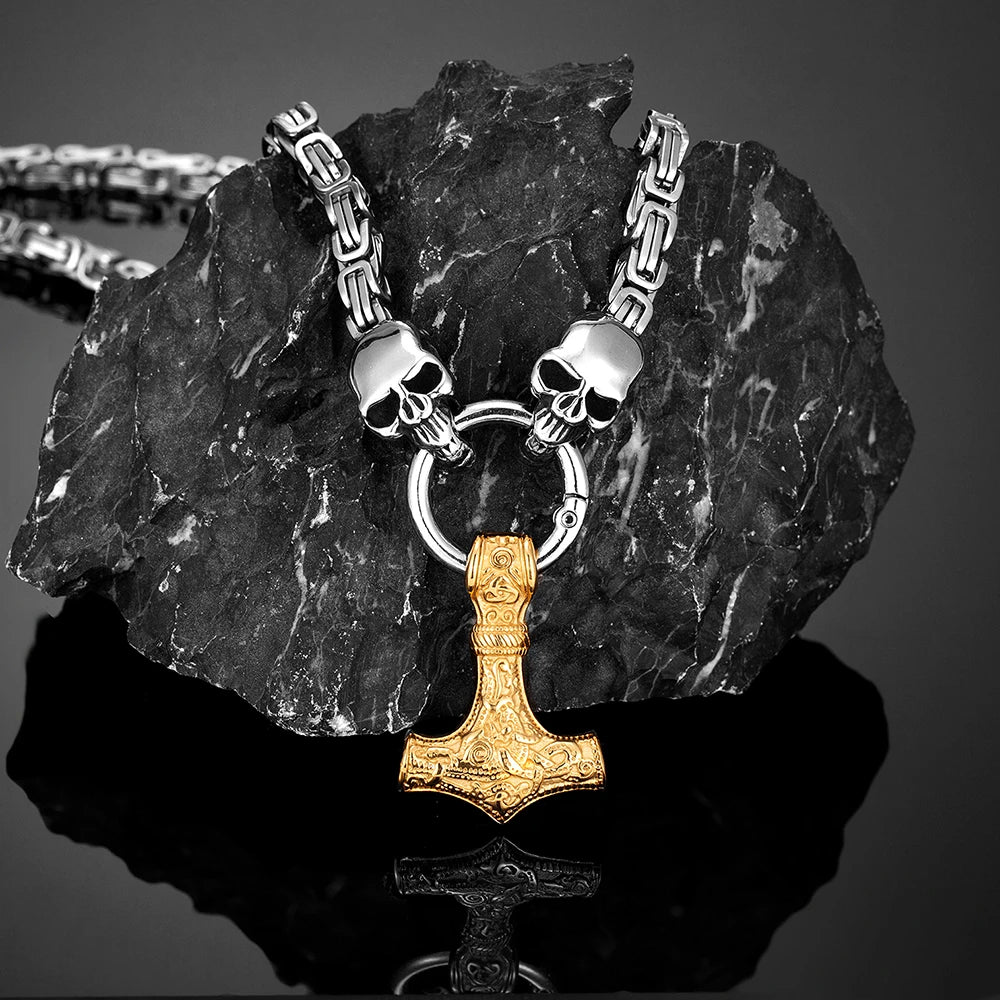 PENDRA Thor Hammer Norse Steel Necklace