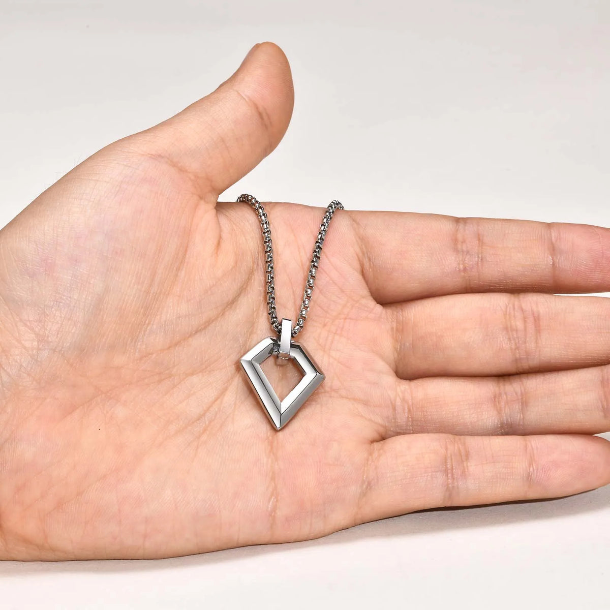 PENDRA Square Geometric Hollow Pendant Necklace
