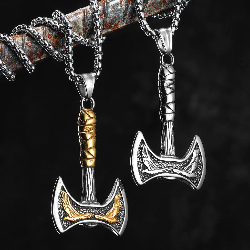 PENDRA Phoenix Axe Steel Necklace