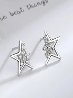 PENDRA Silver Stamp Star Earrings