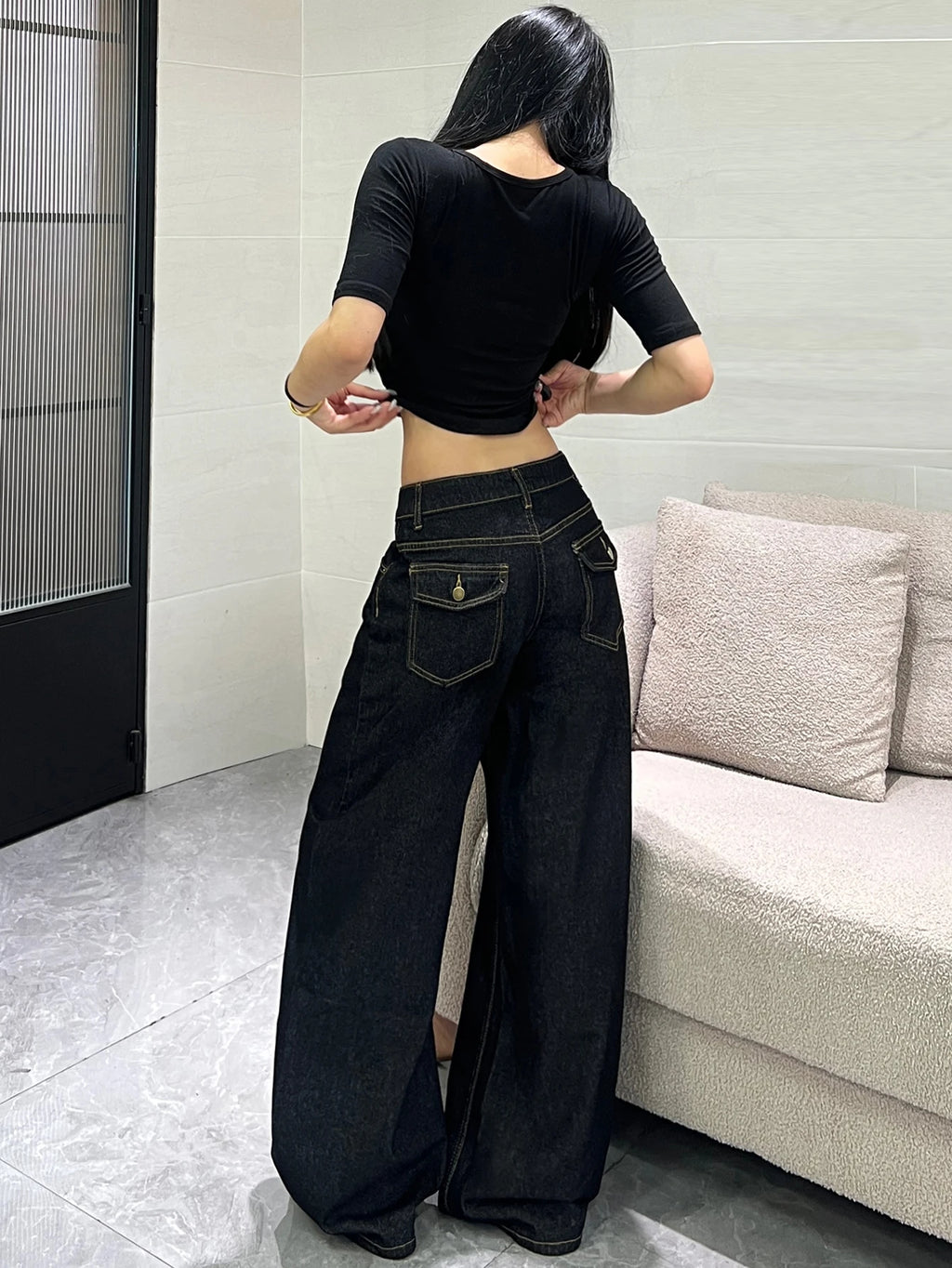 PENDRA Classic Black Loose Jeans