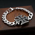 PENDRA Templar Cross Stainless Steel Biker Bracelet