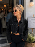New Women's Vintage Distressed Washed Denim Shorts and Jacket, Slim Fit, Casual Summer Style.