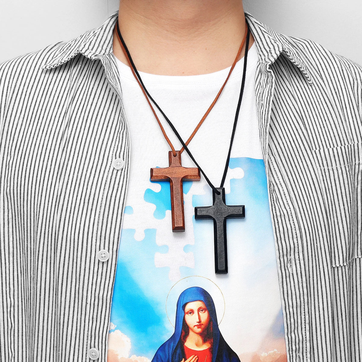 Exorcism Wood Religon Cross Men Women Necklaces Pendants Chain Unique Amulet Punk Trendy Jewelry Creativity Gift Wholesale