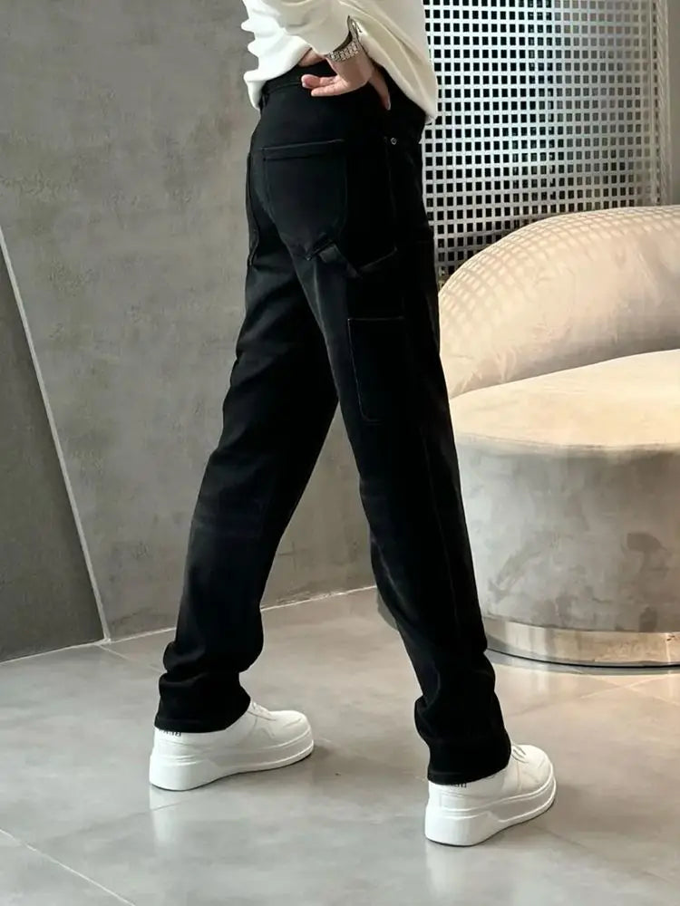 Spring Summer New Vintage Casual Slimming Straight-Leg Pants Washed Loose Micro-Cone Workwear Jeans for Men Man Clothes