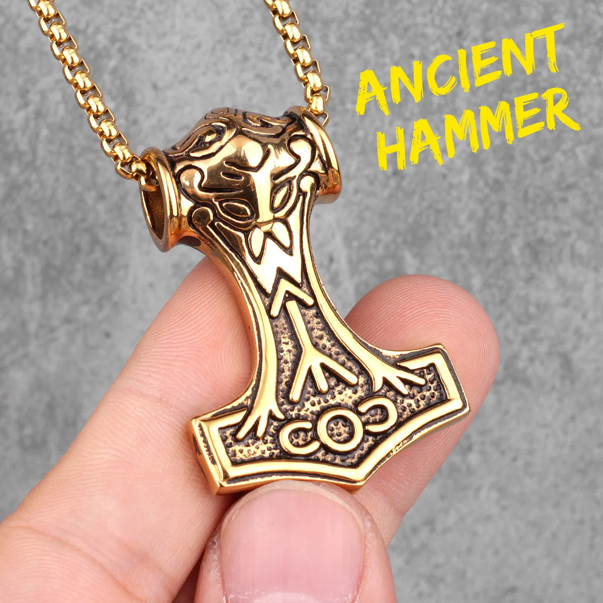 PENDRA Thor's Hammer Boyfriend Steel Necklace