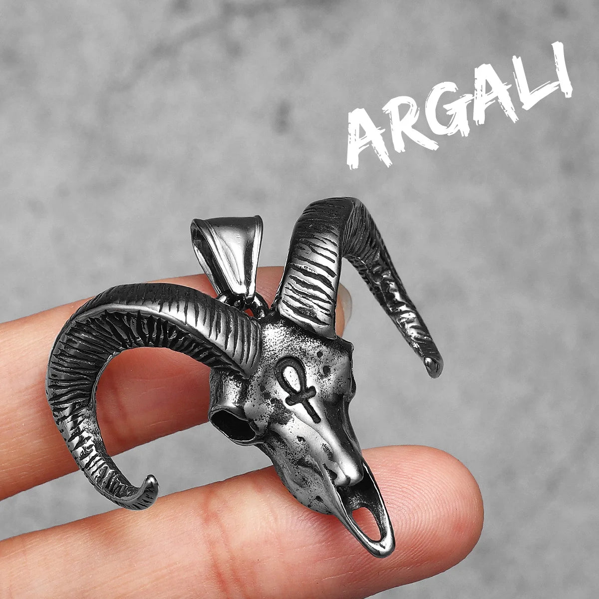 Goat Skull Men's Stainless Steel Pendant Necklace Gothic Egyptian Cross Symbol Occult Jewelry Punk Biker Animal Sweetwear Gift