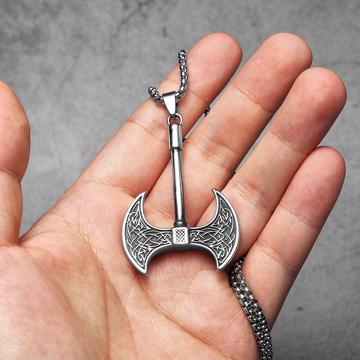 PENDRA Edged Axe Carving Steel Necklace