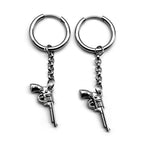 Fashion Revolver Hiphop Earrings For Women Men Stainless Steel Silver Color Punk Gothic Y2K Male Earhoop Party Jewelry Gifts