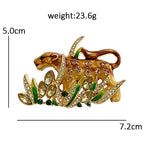 PENDRA Rhinestone Leopard Enamel Brooch