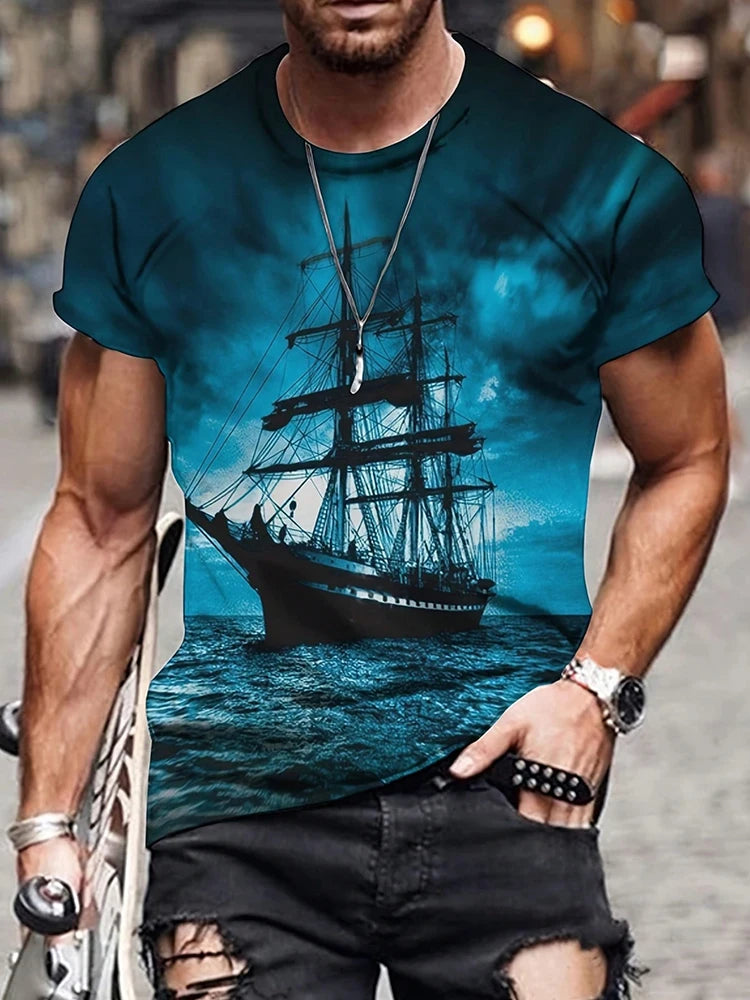 Summer Outdoor Sports Short-sleeved Top Urban Street Casual Men's T-shirt Daily Holiday Party Stylish T-shirt Spider Print
