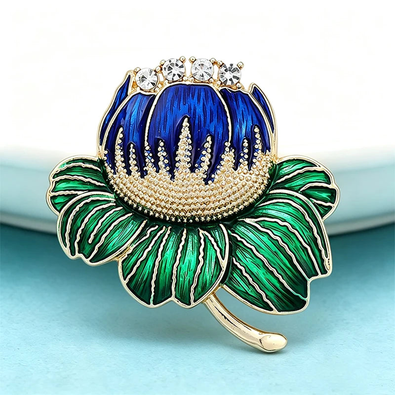 PENDRA Lotuselle Enamel Lotus Flower Brooch