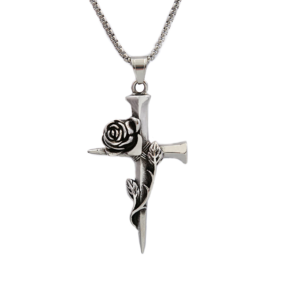 PENDRA Rosecross Vintage Rose Cross Necklace