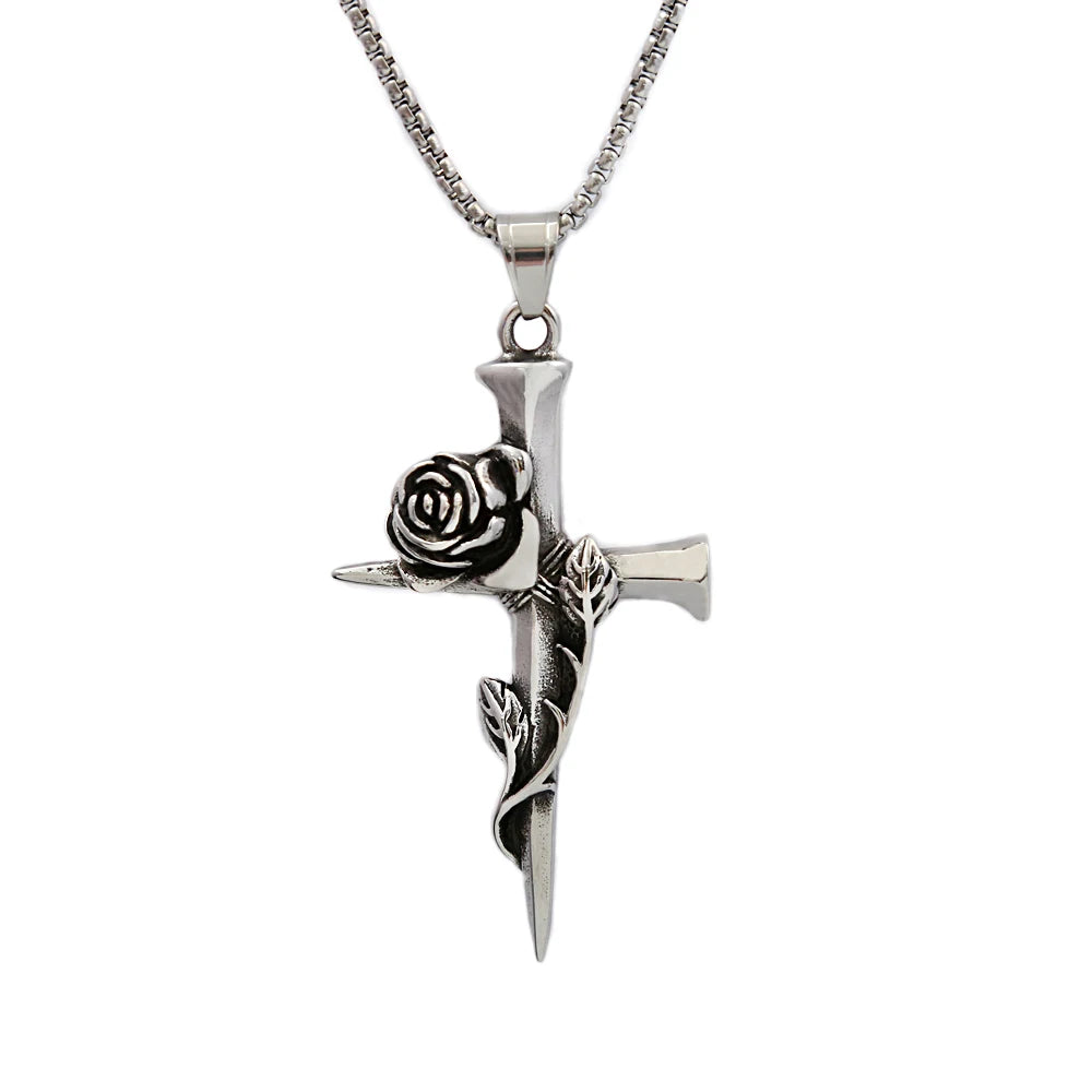PENDRA Rosecross Vintage Rose Cross Necklace