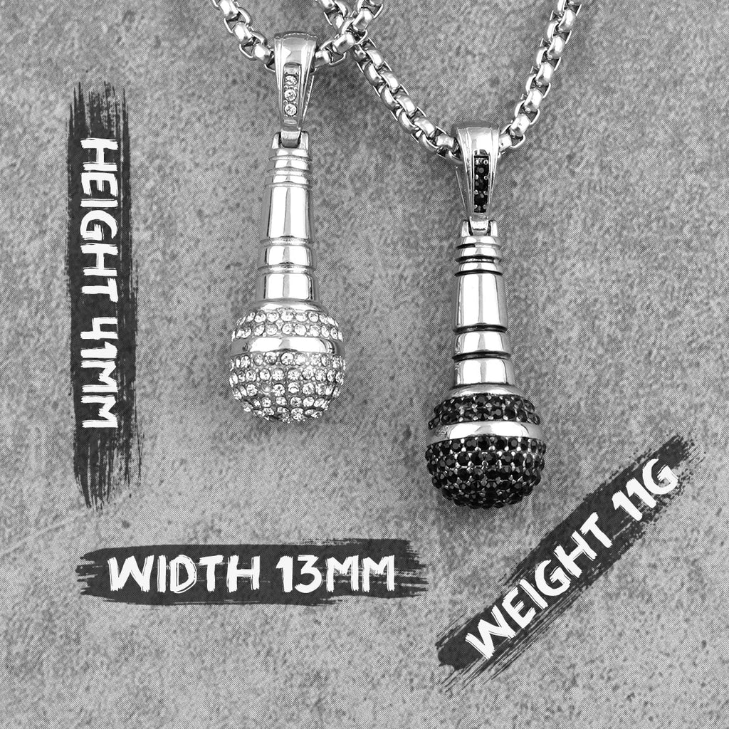 PENDRA Host Singer Microphone Steel Necklace