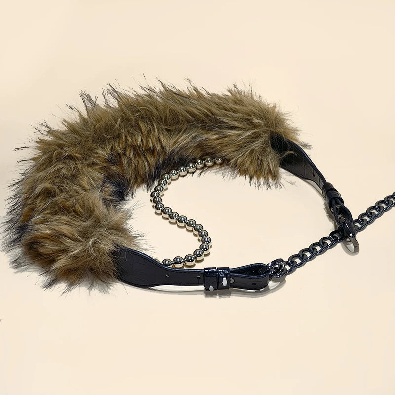 Furry Belt Y2k Belt Subculture Autumn Winter Retro All-Match Plush Waist Chain Imitation Fur Waist Seal Hot Girl Sexy Belt