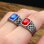 PENDRA Redstone Square Red Stone Signet Ring