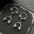 Hiphop Headset Musical Earrings Women Men Stainless Steel Silver Color Circle Dark Punk Male Y2K Drop Ear Rings Jewelry Gifts
