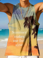 PENDRA Sleeveless Palm Print T-Shirt