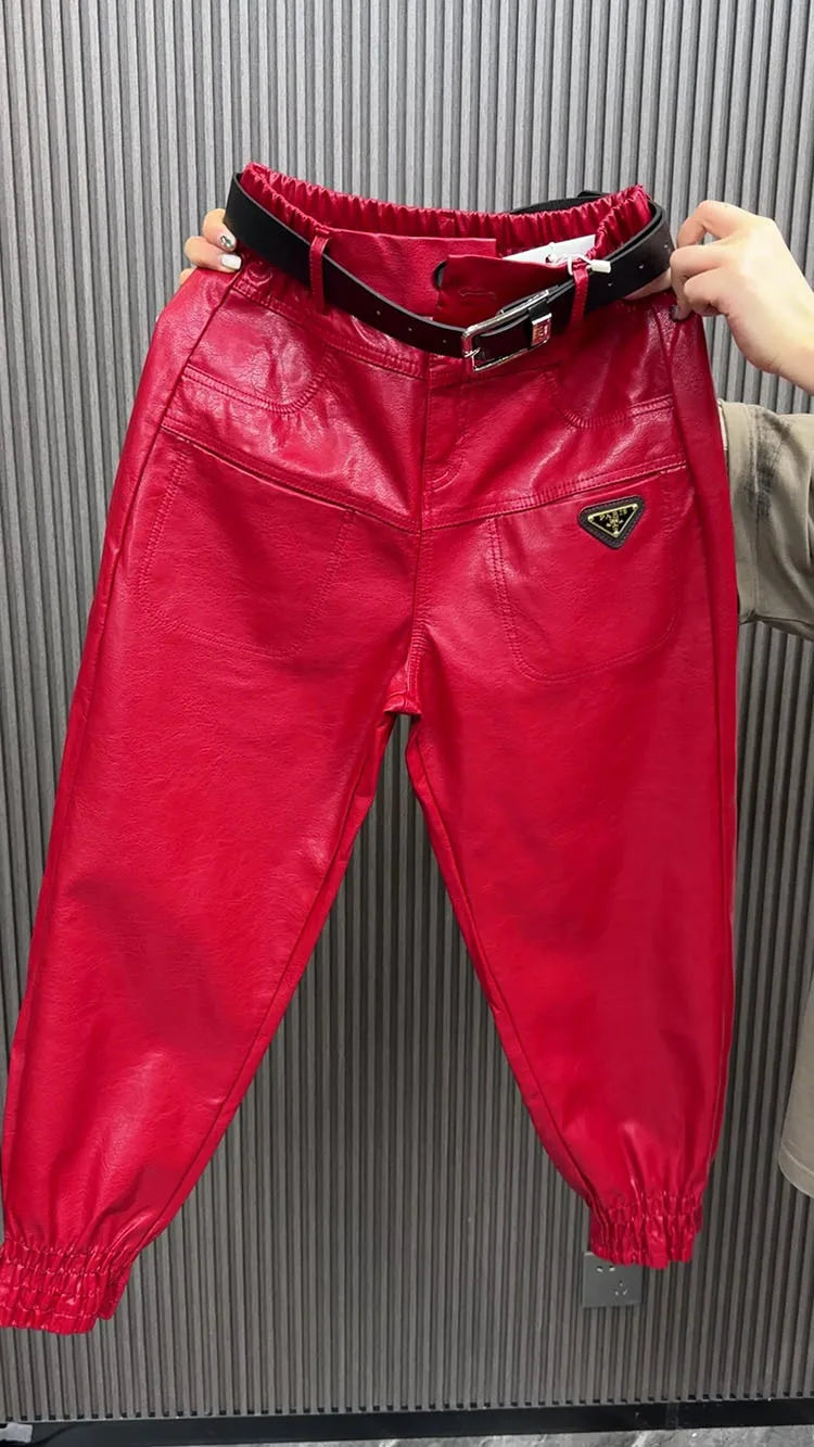 PENDRA PU Leather Warm Pants
