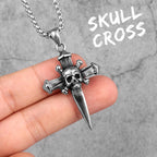 PENDRA Jesus Skull Cross Steel Necklace