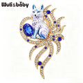 PENDRA Nine-Tail Fox Rhinestone Animal Brooch
