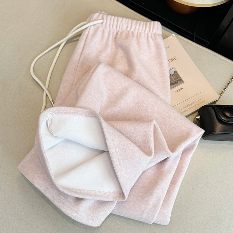 Thick and Gentle Pink Soft Sports Pants Women in Winter New High Waist Slim and Comfortable Versatile Casual Floor Pants