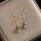 PENDRA Gold Jade Hetian Green Earrings