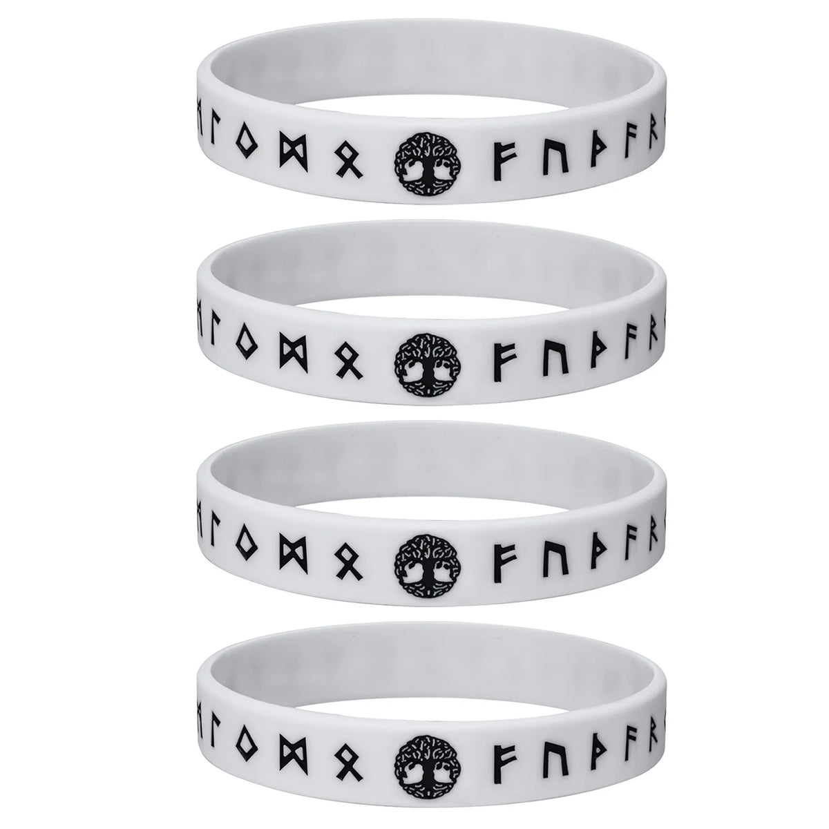 Mprainbow Mens Tree of Life Bracelets, 1/2/3/4 Pcs Norse Viking Soft Runes Silicone Rubber Band Wristband Bangle,Comfort Fit