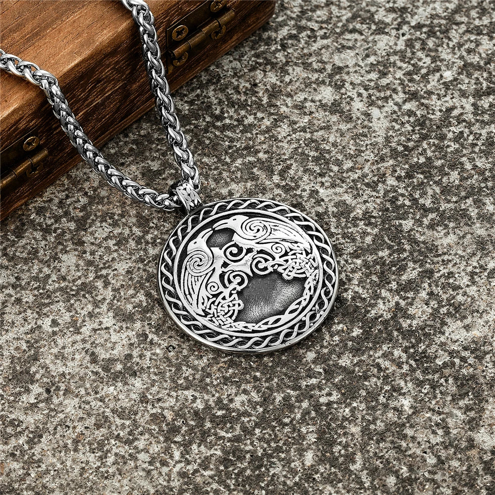PENDRA Crow Rune Norse Necklace