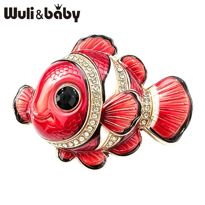 PENDRA Brightfin Rhinestone Fish Brooch