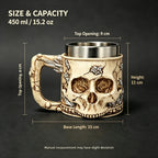Halloween Spooky Skull Stein Mug 3D Relief Skeleton Pattern Stainless Steel Inner Tank Gothic Pub Bar Whiskey Wine Drink Cup