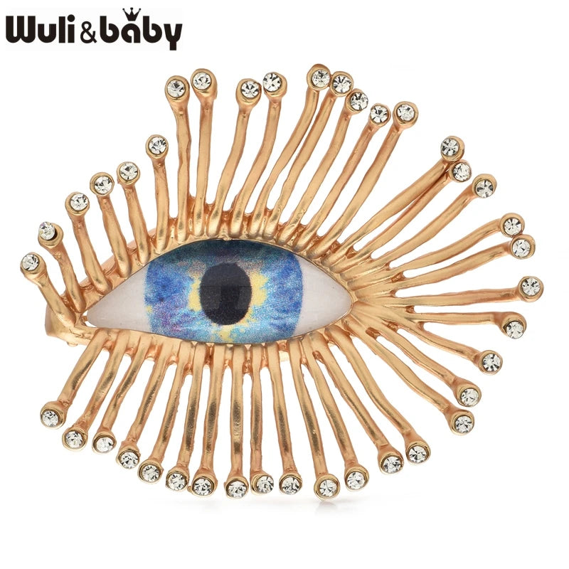Wuli&baby Big Eye Brooches For Women Unisex Designer Rhinestone Charming Eye-lash And Eyes Banquet Office Brooch Pins Gifts