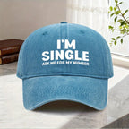 1pc "I'M SINGLE" & "ASK ME for MY NUMBER" Cap - Funny Dating Hat for Singles Parties, Gifts, Unisex Adjustable Baseball Cap
