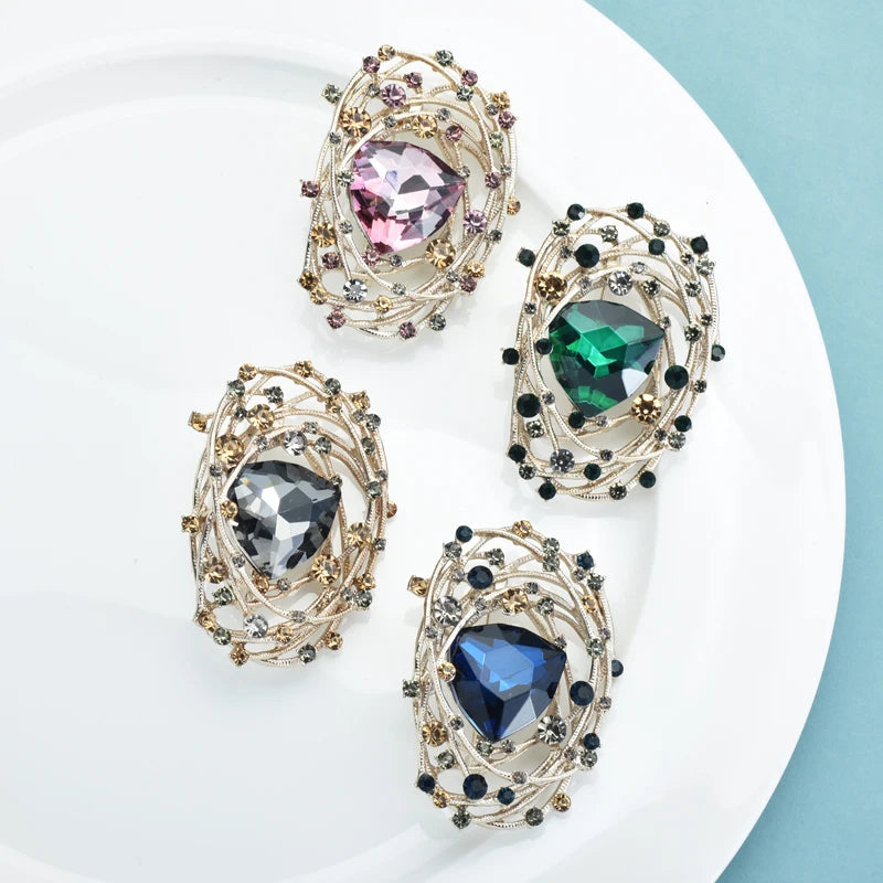 PENDRA Geometra Sparkling Crystal Geometric Brooch