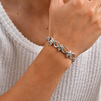 Punk Men's Rivet Chain Bracelet,Never Fade Stainless Steel Adjustable Wristband,Hip Hop Jewelry Gift