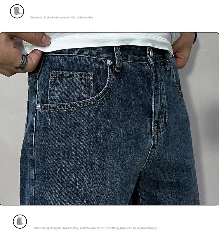 Men's Denim Shorts 2025 Summer Thin Five-point Pants Versatile Simple CowBoys Korean Blue Overalls Denim Short Medium Pants Man