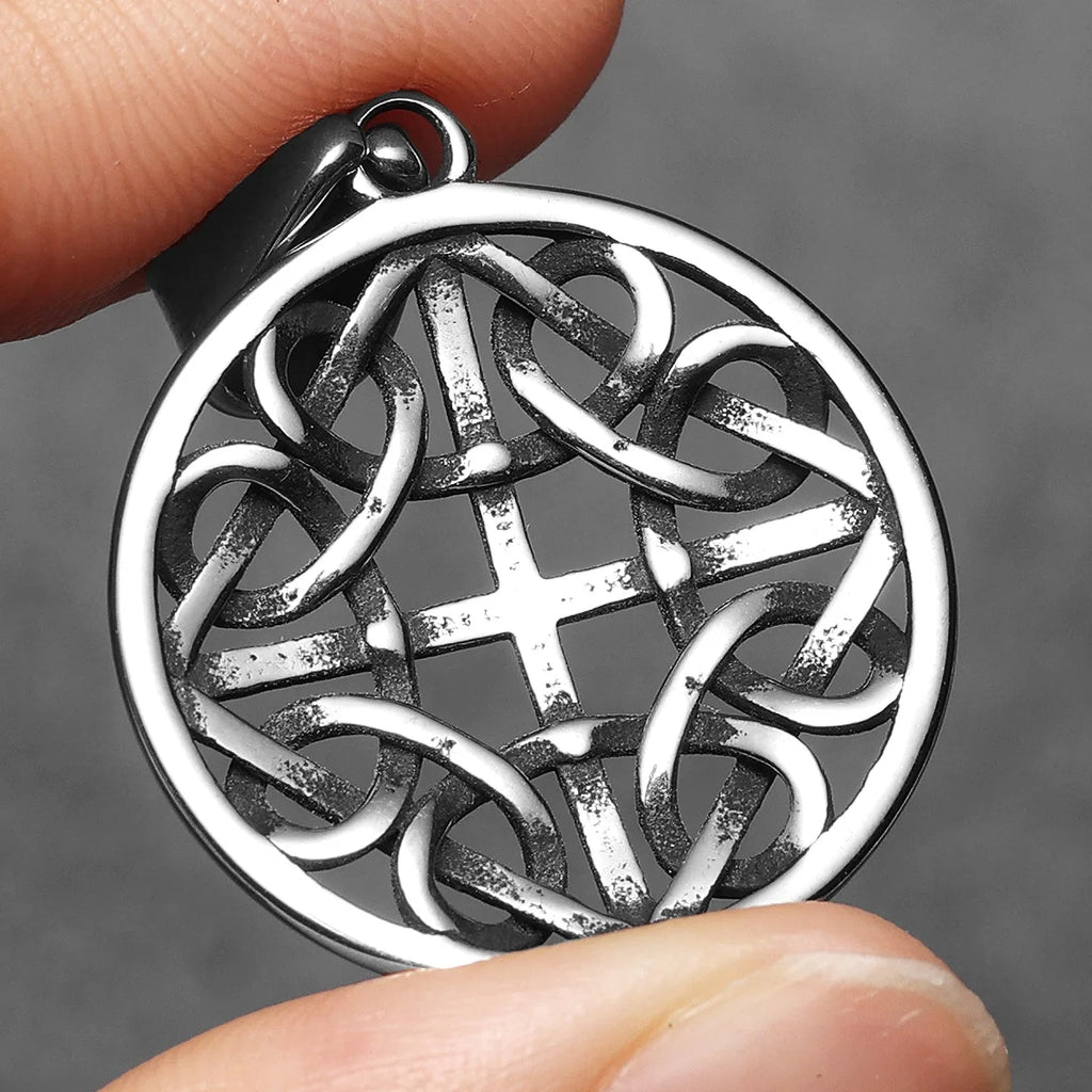 Viking Hollow Celtic Knot Men Necklaces Stainless Steel Pendant Chain Women Punk Fashion Jewelry Accessories Gifts Wholesale