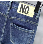 Korean Luxury Clothing Jeans Men's Autumn New High-end Brand Slim-fitting Small Feet Blue Washed Retro Ruffian Handsome Trousers