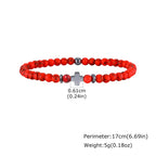 Gallstone Cross Beaded Bracelet for Men Boys,4mm Red Pine Stone Black Onyx Elastic Wristband,Simple Stackable Jewelry