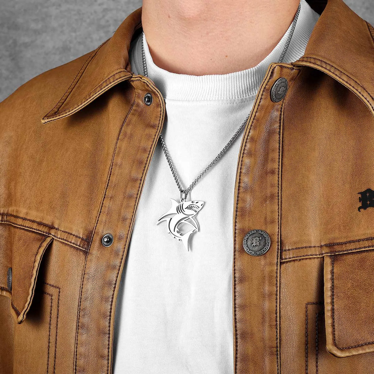 PENDRA Great Shark Sweater Steel Necklace